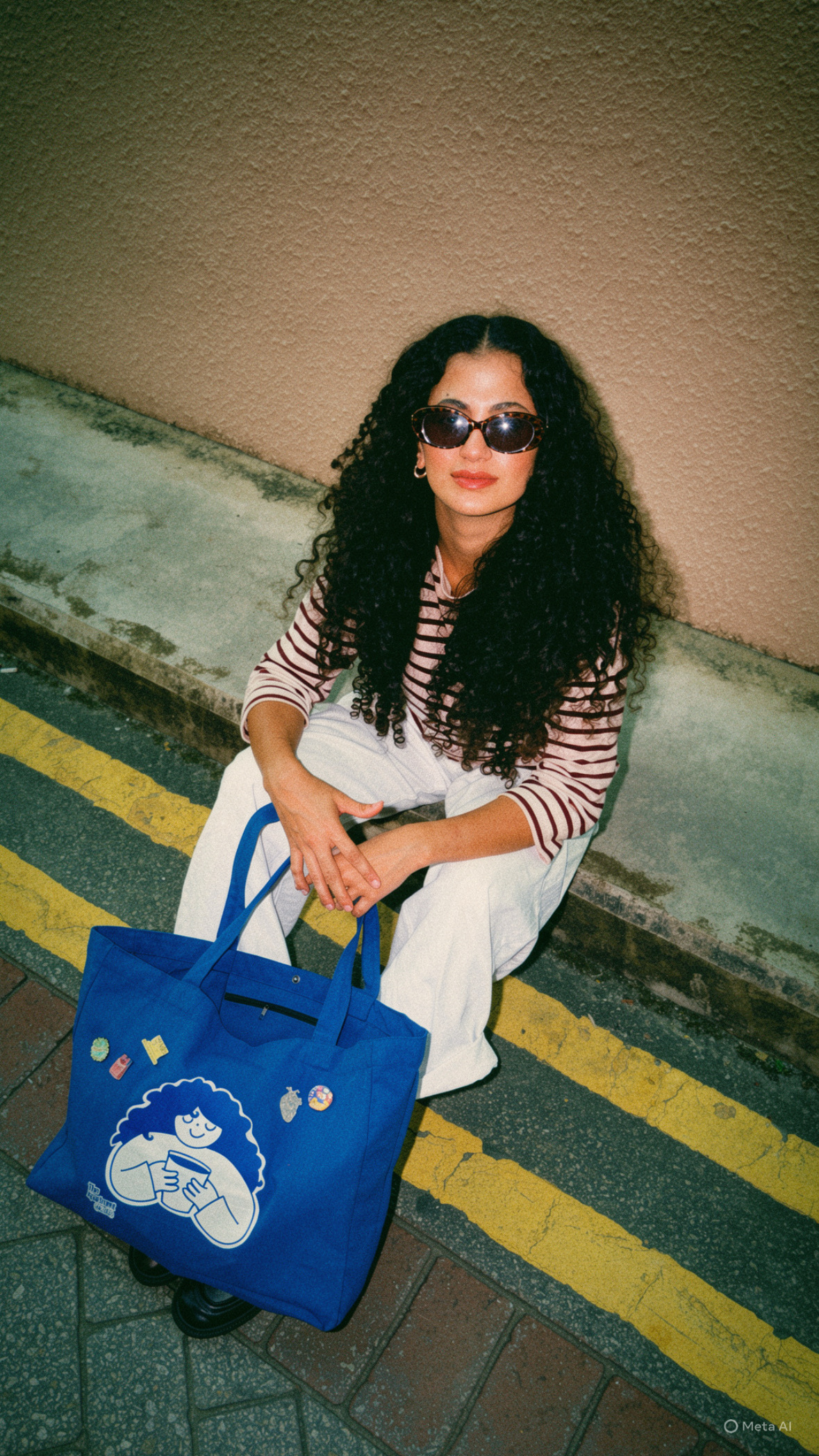 Tote on curb, close