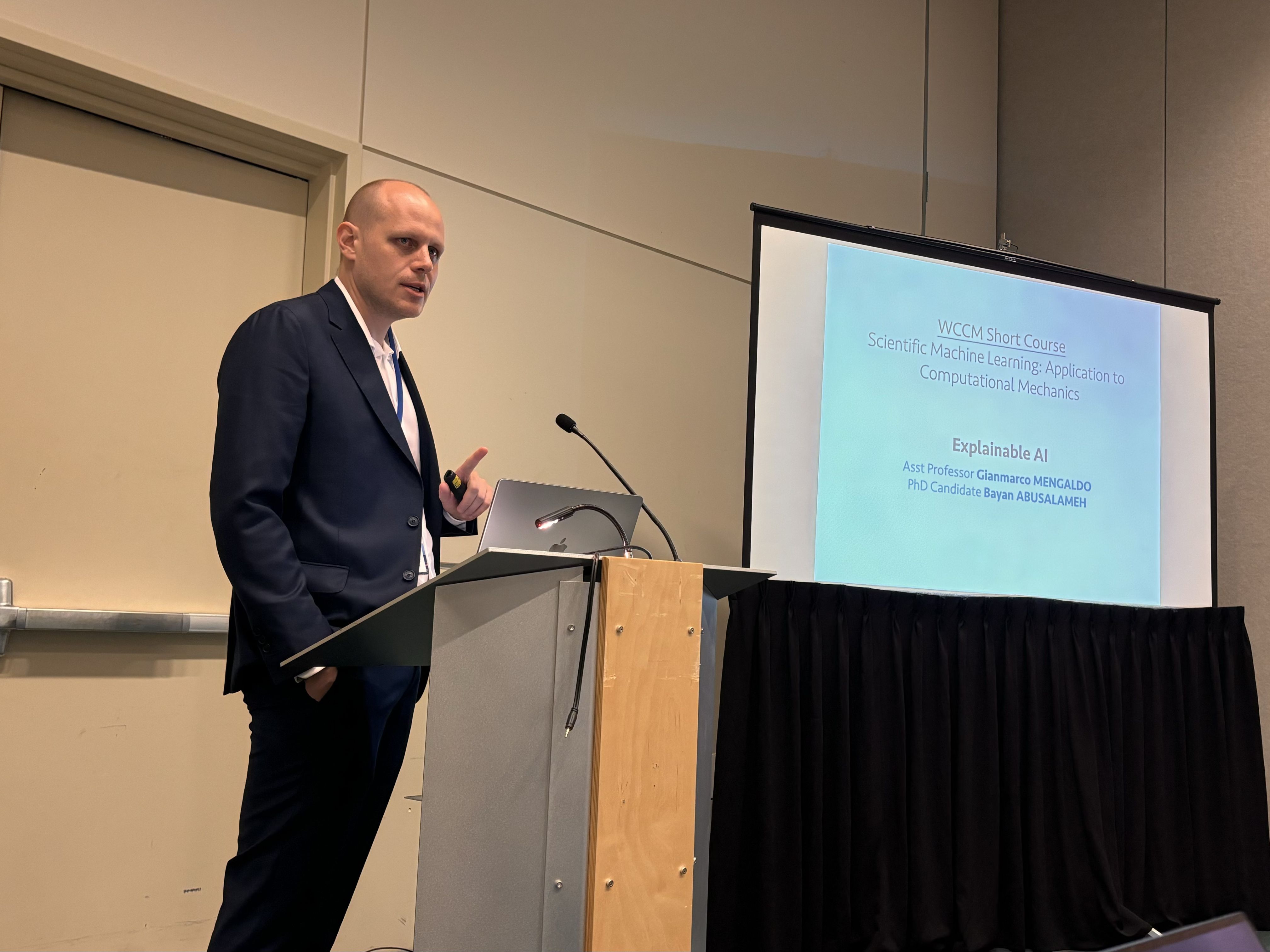 Dr. Mengaldo delivering his short course