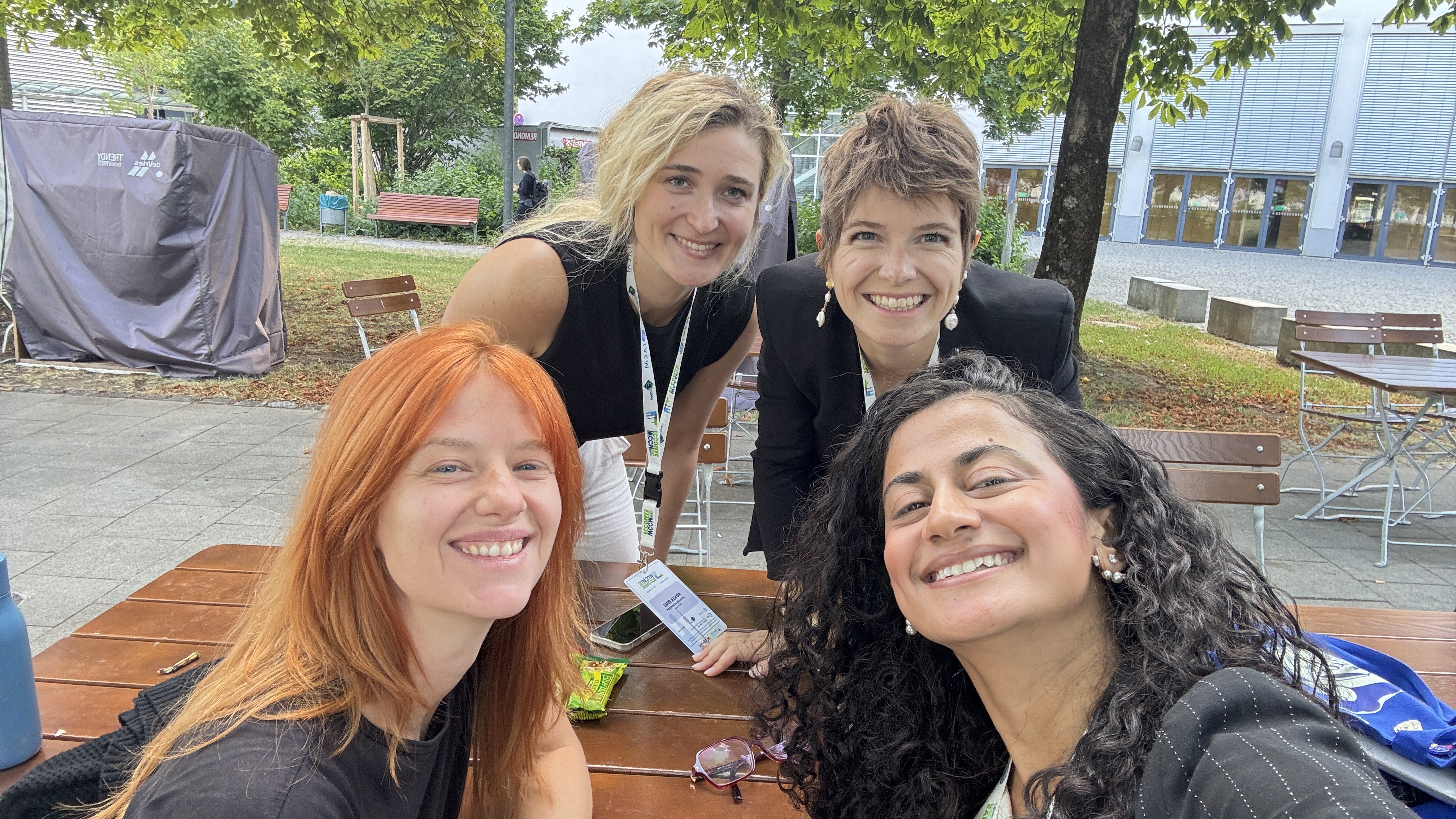 Selfie with fellow researchers over coffee